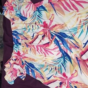 Tropical vibe off the shoulder dress